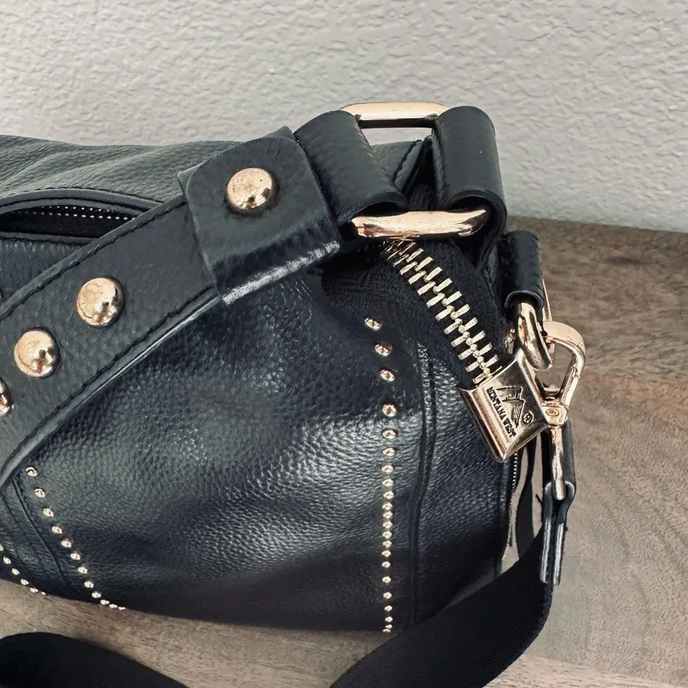 Montana West Concealed Carry Black Gold Studded Crossbody Purse Bag